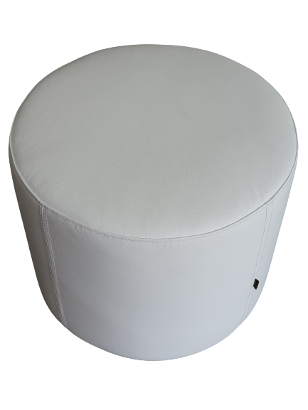 Pouf design et repose-pieds en Cuir blanc