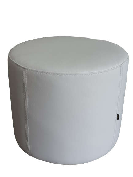 Pouf design et repose-pieds en Cuir blanc